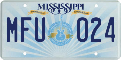 MS license plate MFU024