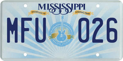MS license plate MFU026