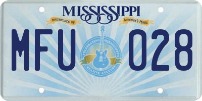 MS license plate MFU028