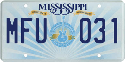 MS license plate MFU031