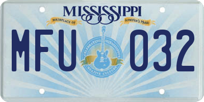 MS license plate MFU032
