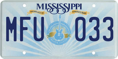 MS license plate MFU033