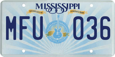 MS license plate MFU036