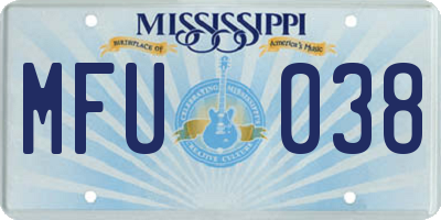 MS license plate MFU038