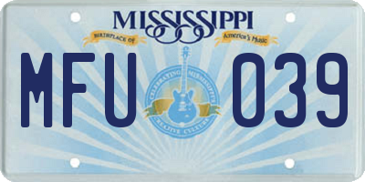 MS license plate MFU039