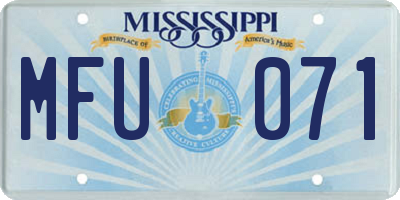 MS license plate MFU071