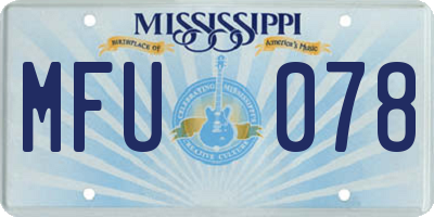 MS license plate MFU078