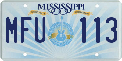 MS license plate MFU113