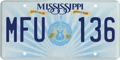 MS license plate MFU136