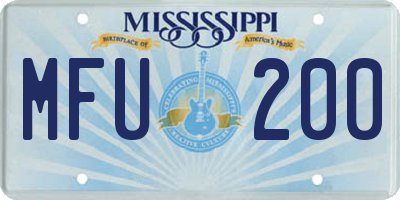 MS license plate MFU200