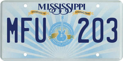 MS license plate MFU203
