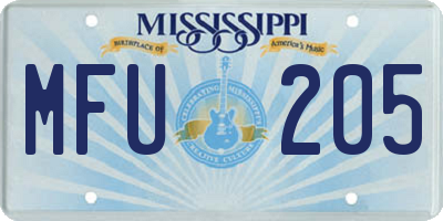 MS license plate MFU205