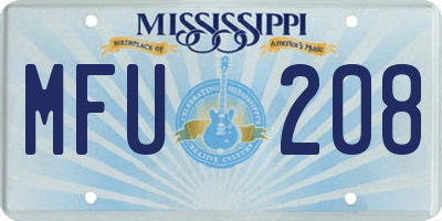 MS license plate MFU208