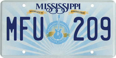 MS license plate MFU209