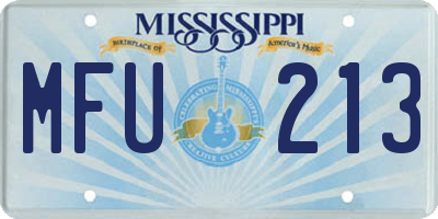MS license plate MFU213