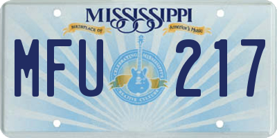 MS license plate MFU217