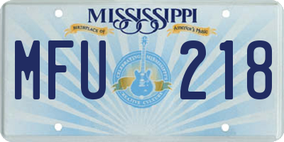 MS license plate MFU218