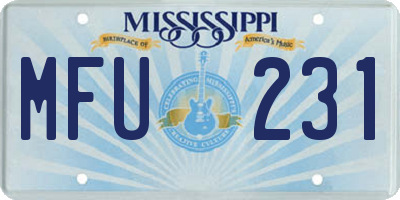 MS license plate MFU231