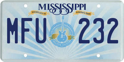 MS license plate MFU232