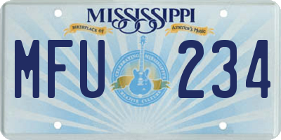 MS license plate MFU234