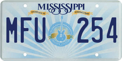 MS license plate MFU254