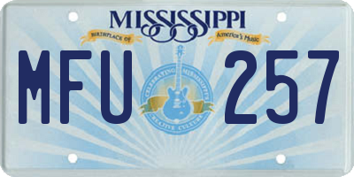 MS license plate MFU257