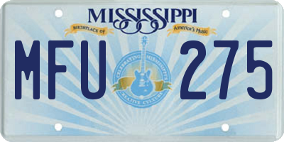 MS license plate MFU275