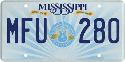 MS license plate MFU280