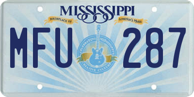 MS license plate MFU287