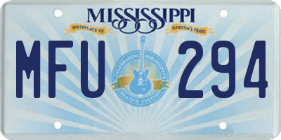 MS license plate MFU294