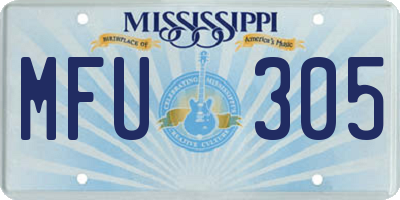 MS license plate MFU305