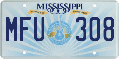 MS license plate MFU308