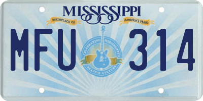 MS license plate MFU314