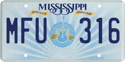 MS license plate MFU316