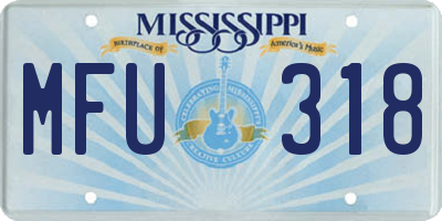 MS license plate MFU318