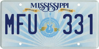MS license plate MFU331