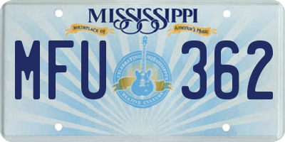 MS license plate MFU362