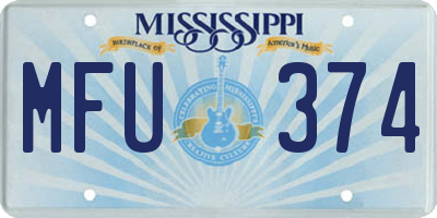 MS license plate MFU374