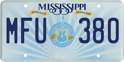 MS license plate MFU380
