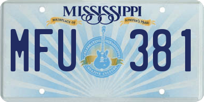 MS license plate MFU381