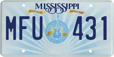 MS license plate MFU431