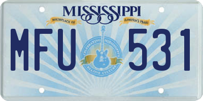MS license plate MFU531