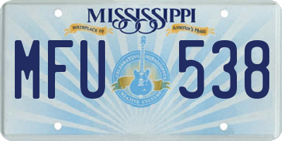MS license plate MFU538