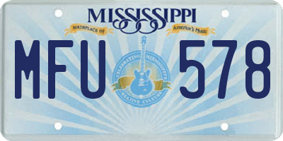 MS license plate MFU578