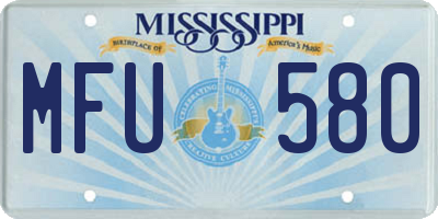 MS license plate MFU580
