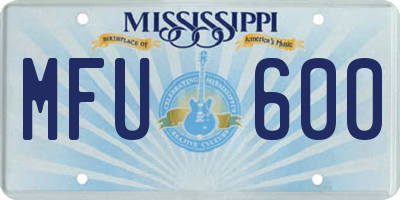 MS license plate MFU600