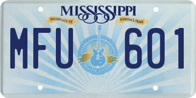 MS license plate MFU601