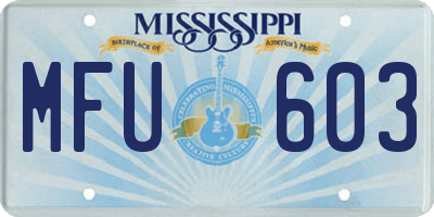 MS license plate MFU603