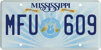 MS license plate MFU609