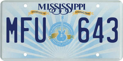MS license plate MFU643